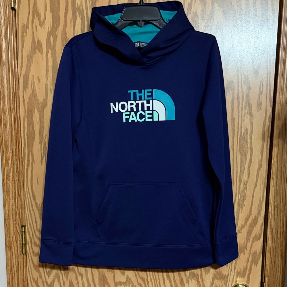 The North Face Dark Purple Hoodie with Teal Logo